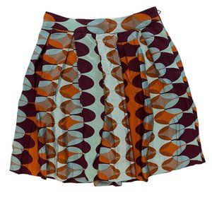 HD in Paris Anthro Aqua geometric print silk skirt